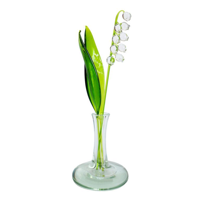 Декоративная стеклянная композиция цветок ландыш в вазочке
